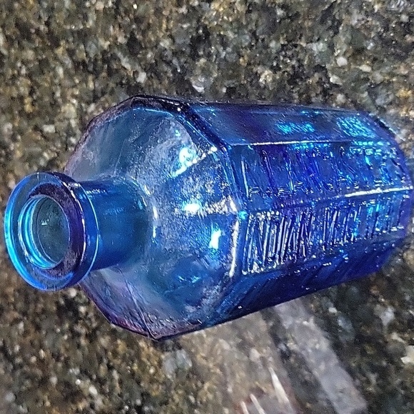 Vintage Blue Glass A. Lancaster's Indian Vegetable Jaundice Bitters Bottle by Wh - Picture 8 of 8